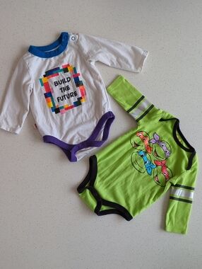 Lego And Teenage Mutant Ninja Turtles Vintage Style Bodysuits 3-6 Months